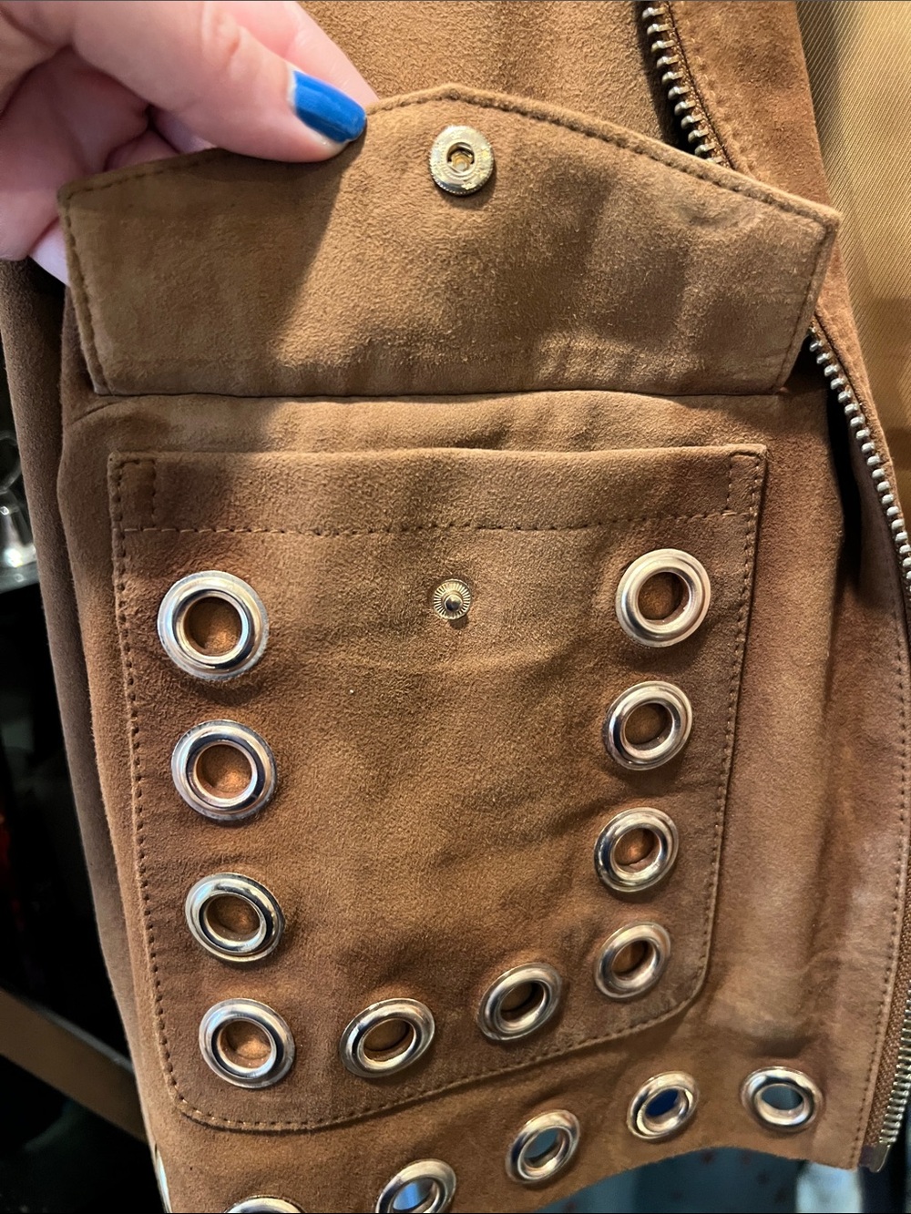 Walter Baker Rust Brown Suede Grommet Pocket Jacket - Picture 10 of 10